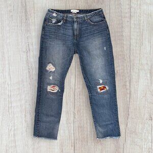 MM Vintage Boyfriend Distressed Patchwork Frayed Hem Denim Jeans Womens 29 / 8